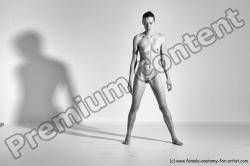 Nude Yoga poses Woman White Moving poses Slim long brown Dynamic poses Pinup